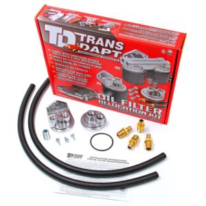 TRANS-DAPT PERFORMANCE PRODUCTS SINGLE OIL FILTER RELOCATION SYSTEM; 2-1/2 IN. I.D. AND 2-3/4 IN. O.D. BYPASS FLANGE W/ 3/4 IN.-16 THREADS