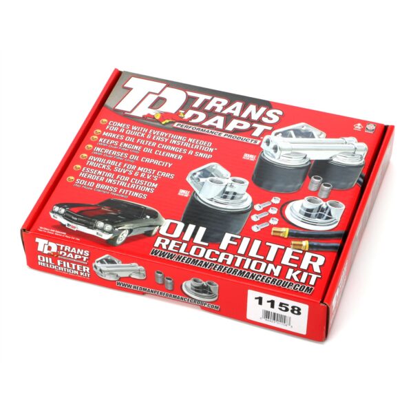 TRANS-DAPT PERFORMANCE PRODUCTS SINGLE OIL FILTER RELOCATION SYSTEM; 2-1/2 IN. I.D. AND 2-3/4 IN. O.D. BYPASS FLANGE W/ 20MMX1.5 THREADS