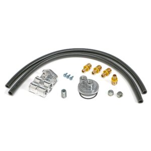 TRANS-DAPT PERFORMANCE PRODUCTS CAST ALUMINUM SINGLE OIL FILTER RELOCATION KIT; HORIZONTAL PORT, STANDARD FILTER BYPASS; 2-1/2 IN. I.D., 2-3/4 IN. O.D. OIL FILTER FLANGE; 22MM X 1.5 NIPPLE