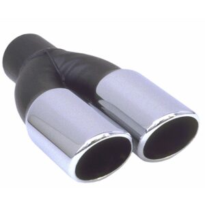 HEDMAN HEDDERS DUAL ROUND- ANGLED HOT TIPS EXHAUST TIP FOR 2-1/2" EXHAUST SYSTEM; 12" LONG; 3" OUTLET- STAINLESS
