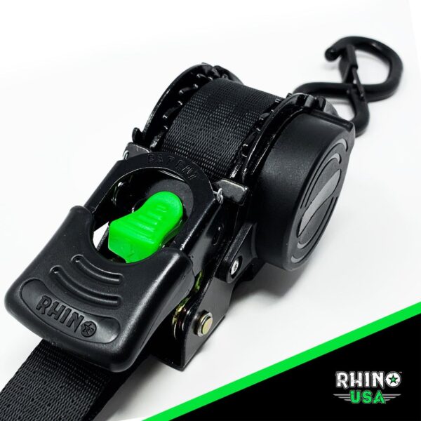 RHINO USA RETRACTABLE RATCHET STRAPS (4PK 1INX10FT) (GRAY)