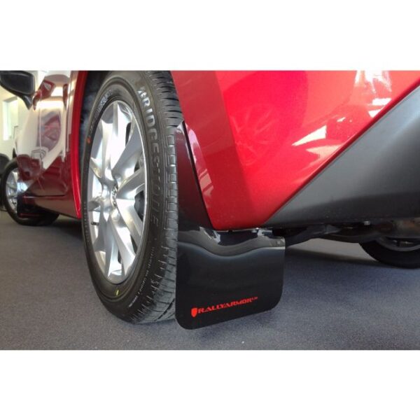 Rally Armor MF31-UR-BLK/RD - 2014-2018 Mazda 3 Grand Touring, Sport, SV, Touring - Black Mud Flap/Red Logo