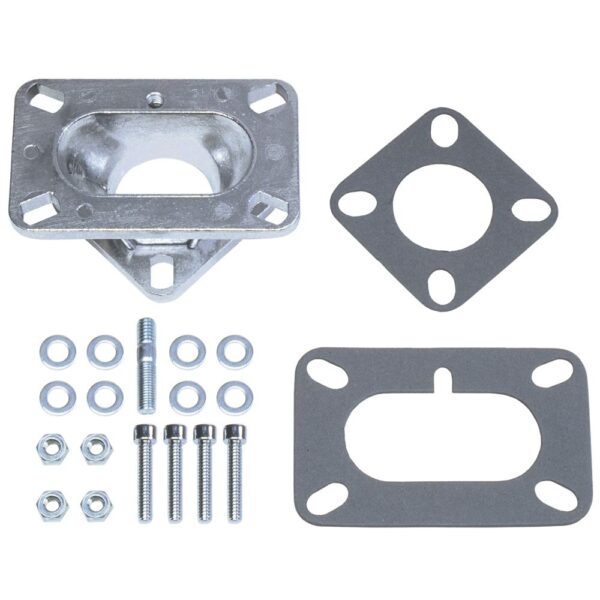 TRANS-DAPT PERFORMANCE PRODUCTS 1-5/8 IN. TALL, 2BBL CARB TO 1BBL MANIFOLD CARBURETOR ADAPTER -CAST ALUMINUM