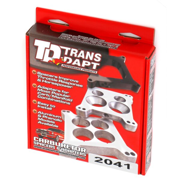 TRANS-DAPT PERFORMANCE PRODUCTS 1-1/4 IN. TALL, HOLLEY 2BBL TO CHEVY STRAIGHT 6 MANIFOLD CARBURETOR ADAPTER -CAST ALUMINUM