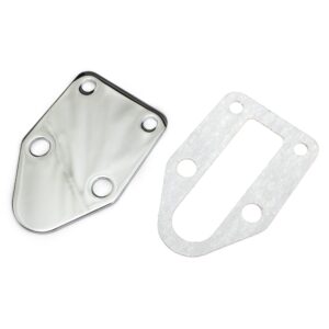 TRANS-DAPT PERFORMANCE PRODUCTS SB CHEVY FUEL PUMP BLOCK OFF PLATE; PLAIN- CHROME