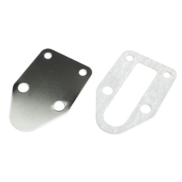 TRANS-DAPT PERFORMANCE PRODUCTS SB CHEVY FUEL PUMP BLOCK OFF PLATE; PLAIN- CHROME