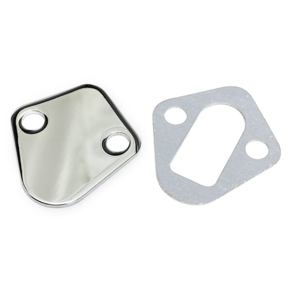 TRANS-DAPT PERFORMANCE PRODUCTS BB CHEVY FUEL PUMP BLOCK OFF PLATE; PLAIN- CHROME