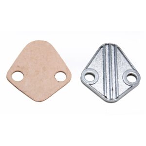 TRANS-DAPT PERFORMANCE PRODUCTS FUEL PUMP BLOCK-OFF PLATE; CUSTOM STYLE; BB CHEVY 396-454, V6 (OR OTHERS W/1-3/4 IN. CENTERS)- CHROME