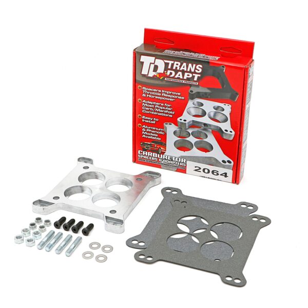 TRANS-DAPT PERFORMANCE PRODUCTS 1/2 IN. TALL, LARGE 4BBL TO SMALL 4BBL MANIFOLD CARBURETOR ADAPTER -CAST ALUMINUM
