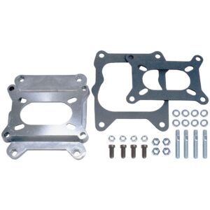 TRANS-DAPT PERFORMANCE PRODUCTS 1-1/8 IN. TALL, 2BBL CARB TO QUADRAJET MANIFOLD CARBURETOR ADAPTER -CAST ALUMINUM
