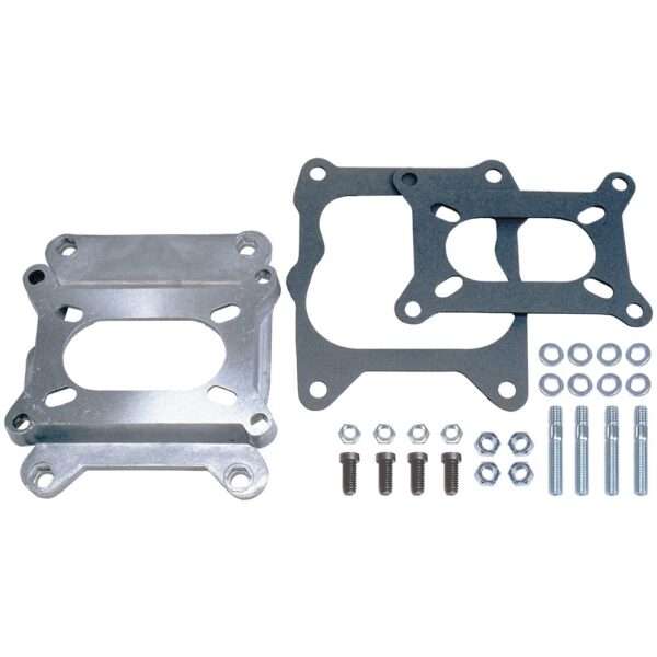 TRANS-DAPT PERFORMANCE PRODUCTS 1-1/8 IN. TALL, 2BBL CARB TO QUADRAJET MANIFOLD CARBURETOR ADAPTER -CAST ALUMINUM