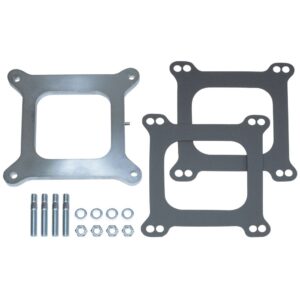 TRANS-DAPT PERFORMANCE PRODUCTS 3/8 IN. TALL, HOLLEY 4BBL SPACER WITH TUBE AND CAP -OPEN- CAST ALUMINUM CARBURETOR SPACER
