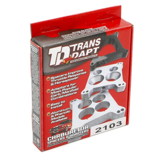 TRANS-DAPT PERFORMANCE PRODUCTS 1 IN. TALL, HOLLEY/AFB 4BBL SPACER WITH PCV -OPEN- CAST ALUMINUM CARBURETOR SPACER