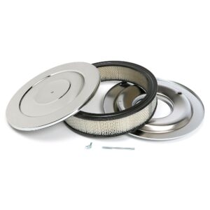 TRANS-DAPT PERFORMANCE PRODUCTS PERFORMANCE STYLE AIR CLEANER SET (PAPER ELEMENT); 14 IN. DIAMETER; 3 IN. TALL, - CHROME