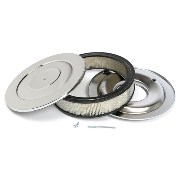 TRANS-DAPT PERFORMANCE PRODUCTS PERFORMANCE STYLE AIR CLEANER SET (PAPER ELEMENT); 14 IN. DIAMETER; 3 IN. TALL, - CHROME