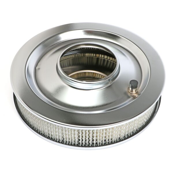 TRANS-DAPT PERFORMANCE PRODUCTS PERFORMANCE STYLE AIR CLEANER SET (PAPER ELEMENT); 14 IN. DIAMETER; 3 IN. TALL, - CHROME