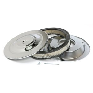 TRANS-DAPT PERFORMANCE PRODUCTS PERFORMANCE STYLE AIR CLEANER SET (PAPER ELEMENT); 14 IN. DIAM.; 2-1/8 IN. TALL; RECESSED BASE- CHROME