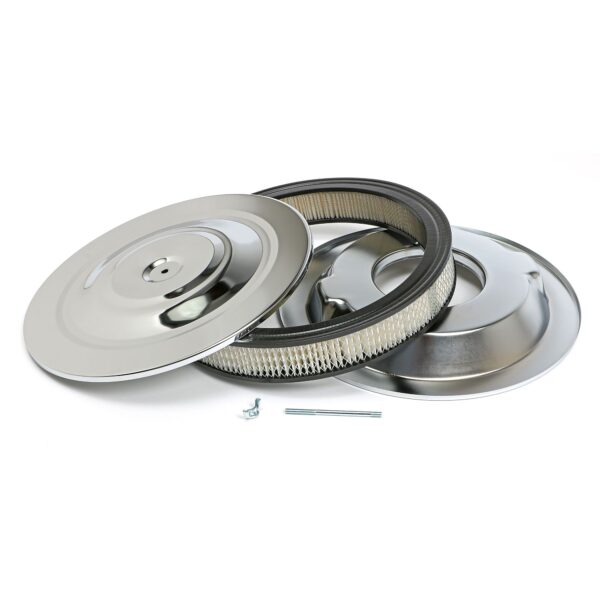 TRANS-DAPT PERFORMANCE PRODUCTS PERFORMANCE STYLE AIR CLEANER SET (PAPER ELEMENT); 14 IN. DIAM.; 2-1/8 IN. TALL; RECESSED BASE- CHROME