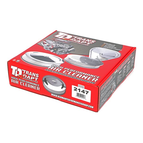 TRANS-DAPT PERFORMANCE PRODUCTS PERFORMANCE STYLE AIR CLEANER SET (PAPER ELEMENT); 14 IN. DIAM.; 2-1/8 IN. TALL; RECESSED BASE- CHROME
