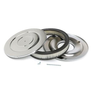 TRANS-DAPT PERFORMANCE PRODUCTS PERFORMANCE STYLE AIR CLEANER SET (PAPER ELEMENT); 14 IN. DIAM.; 2-1/8 IN. TALL; FLAT BASE- CHROME