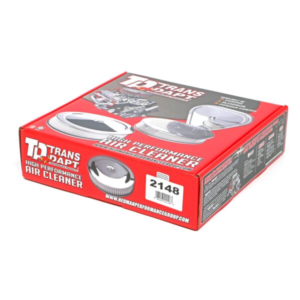 TRANS-DAPT PERFORMANCE PRODUCTS PERFORMANCE STYLE AIR CLEANER SET (PAPER ELEMENT); 14 IN. DIAM.; 2-1/8 IN. TALL; FLAT BASE- CHROME