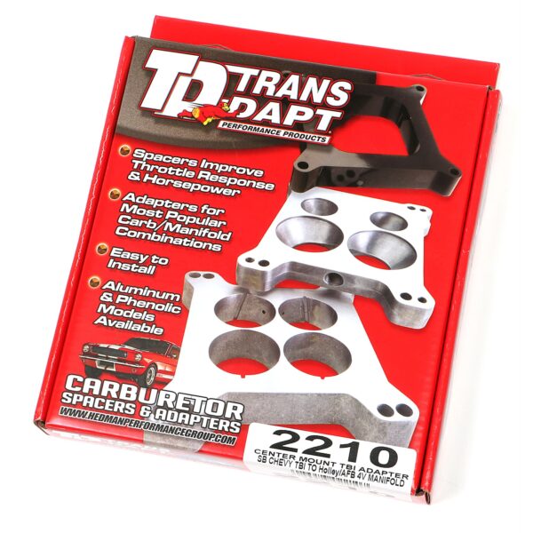 TRANS-DAPT PERFORMANCE PRODUCTS SB CHEVY TBI ON TO HOLLEY 4BBL MANIFOLD- CENTER MOUNT CARBURETOR TO TBI ADAPTER