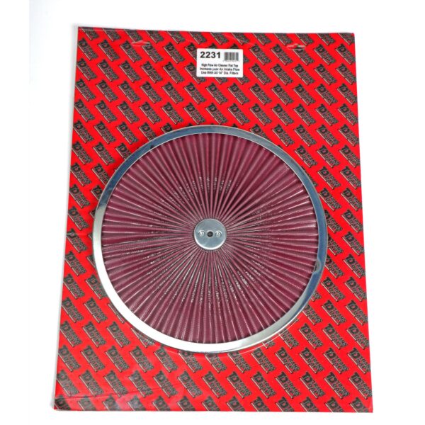 TRANS-DAPT PERFORMANCE PRODUCTS HI-FLOW COTTON AIR CLEANER TOP; 14 IN. DIAMETER- CHROME