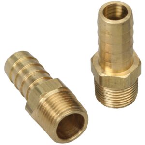 TRANS-DAPT PERFORMANCE PRODUCTS STRAIGHT FUEL HOSE FITTINGS (PR.); 3/8 IN. NPT TO 1/2 IN. I.D.- BRASS