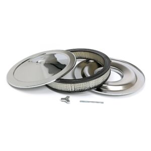 TRANS-DAPT PERFORMANCE PRODUCTS MUSCLE CAR STYLE AIR CLEANER SET; 14 IN. DIAMETER, 2-1/8 IN. TALL, 5-1/8 IN. NECK- CHROME
