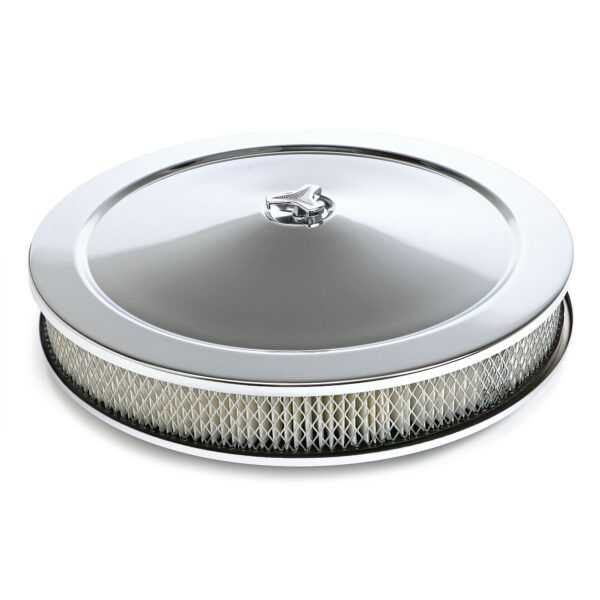 TRANS-DAPT PERFORMANCE PRODUCTS MUSCLE CAR STYLE AIR CLEANER SET; 14 IN. DIAMETER, 2-1/8 IN. TALL, 5-1/8 IN. NECK- CHROME