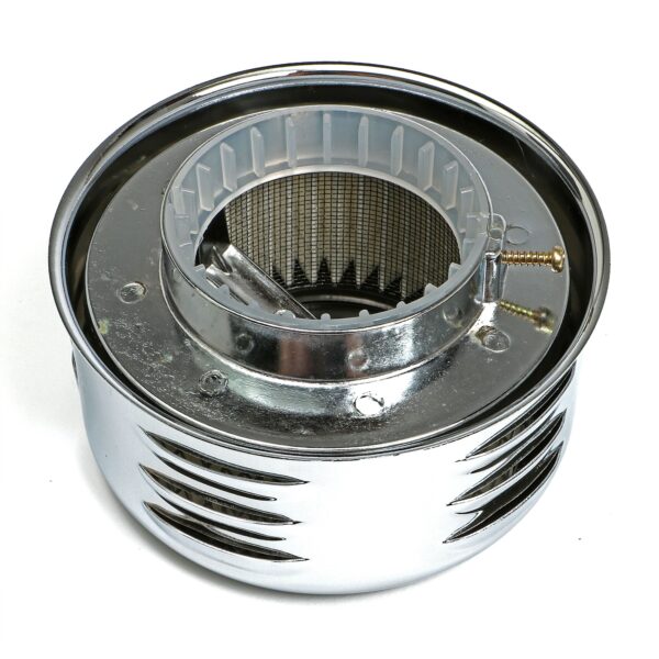 TRANS-DAPT PERFORMANCE PRODUCTS LOUVERED STYLE AIR CLEANER; 4-5/8 IN. DIAMETER; 2-1/16 IN. OR 2-5/8 IN. NECK- CHROME