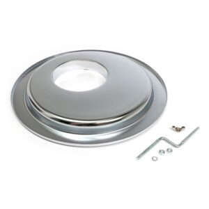 TRANS-DAPT PERFORMANCE PRODUCTS FLAT, OFFSET AIR CLEANER BASE (GM WITH LARGE HEI); 14 IN. DIAMETER; 5-1/8 IN. NECK- CHROME