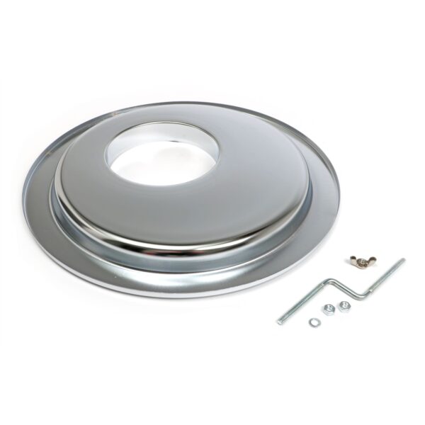 TRANS-DAPT PERFORMANCE PRODUCTS FLAT, OFFSET AIR CLEANER BASE (GM WITH LARGE HEI); 14 IN. DIAMETER; 5-1/8 IN. NECK- CHROME