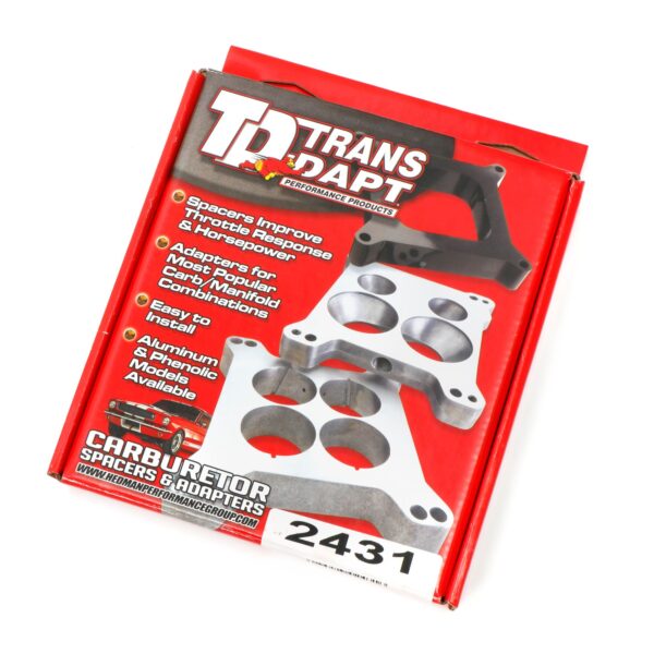 TRANS-DAPT PERFORMANCE PRODUCTS 1 IN. HOLLEY/AFB 4BBL- CAST ALUMINUM SWIRL-TORQUE CARBURETOR SPACER W/ PCV VALVE