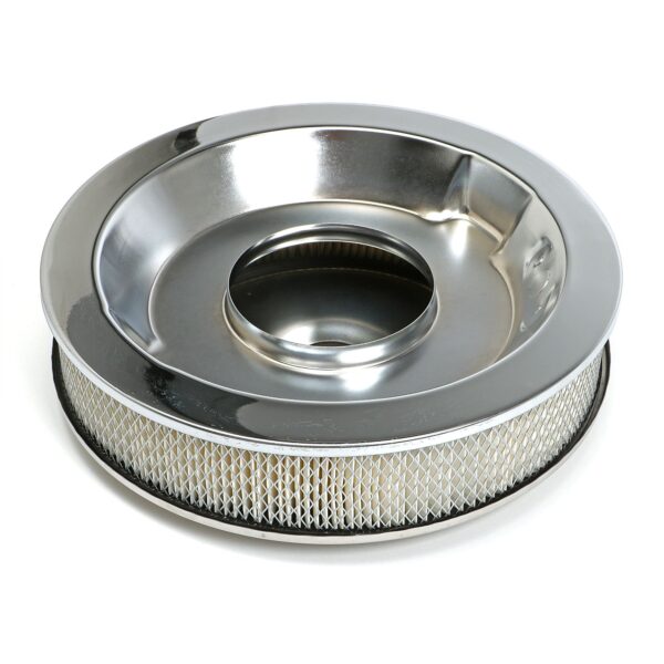 TRANS-DAPT PERFORMANCE PRODUCTS ROUND AIR CLEANER SET (PAPER ELEMENT); 14 IN. DIAMETER; 3 IN. TALL; STAINLESS STEEL