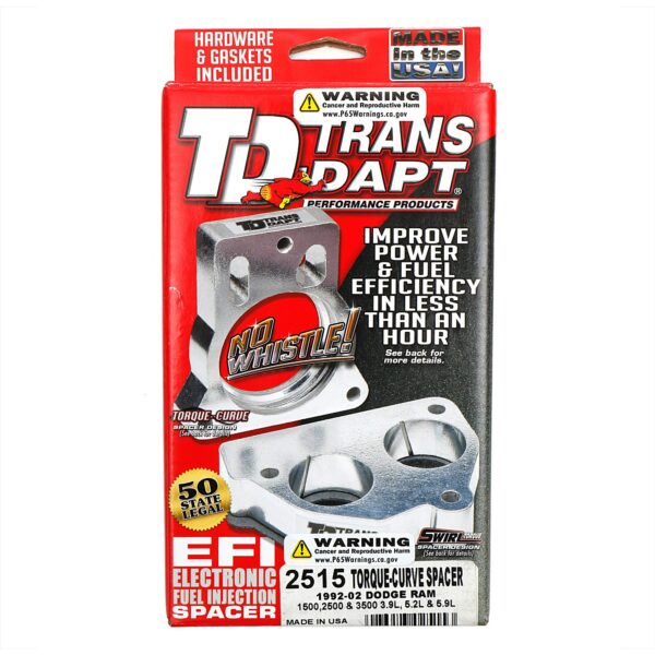 TRANS-DAPT PERFORMANCE PRODUCTS CAST ALUMINUM TORQUE-CURVE MPFI SPACER FOR 1992-02 DODGE RAM 1500, 2500, 3500 WITH 3.9L, 5.2L, OR 5.9L