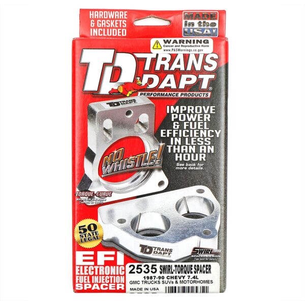 TRANS-DAPT PERFORMANCE PRODUCTS 1987-90 7.4L CHEVY/GMC TRUCKS/SUVS AND MOTORHOMES- SWIRL-TORQUE THROTTLE BODY SPACER