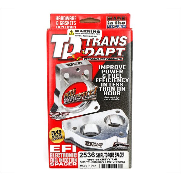 TRANS-DAPT PERFORMANCE PRODUCTS 1991-95 7.4L V8 CHEVY/GMC TRUCKS, SUVS AND MOTORHOMES- SWIRL-TORQUE THROTTLE BODY SPACER