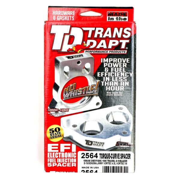 TRANS-DAPT PERFORMANCE PRODUCTS 1996-2006 CHEVROLET/GMC TRUCKS, S10 AND BLAZER, S15 AND JIMMY, SONOMA WITH 4.3L- TORQUE-CURVE MPFI SPACER