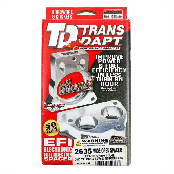 TRANS-DAPT PERFORMANCE PRODUCTS 1987-90 7.4L CHEVY/GMC TRUCKS/SUVS AND MOTORHOMES- WIDE-OPEN THROTTLE BODY SPACER