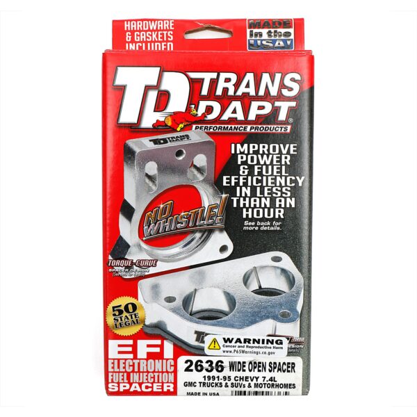 TRANS-DAPT PERFORMANCE PRODUCTS 1991-95 7.4L V8 CHEVY/GMC TRUCKS, SUVS AND MOTORHOMES- WIDE-OPEN THROTTLE BODY SPACER
