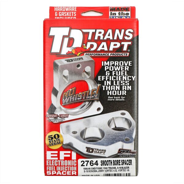TRANS-DAPT PERFORMANCE PRODUCTS 1996-2006 CHEVROLET/GMC TRUCKS, S10 AND BLAZER, S15 AND JIMMY, SONOMA WITH 4.3L- SMOOTH-BORE MPFI SPACER