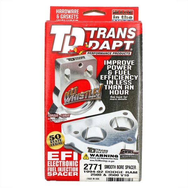 TRANS-DAPT PERFORMANCE PRODUCTS CAST ALUMINUM, SMOOTH-BORE MPFI SPACER FOR 1994-02 DODGE RAM 2500 OR 3500 WITH V10