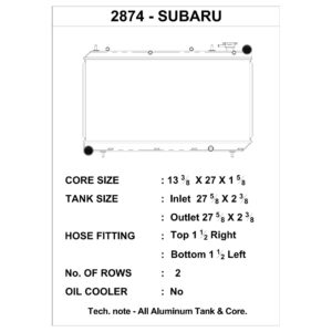 93-98 Subaru Impreza (Incl. Outback Sport) All-Aluminum Radiator