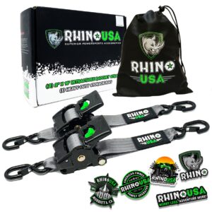 RHINO USA RETRACTABLE RATCHET STRAPS (2PK 2INX10FT) GRAY