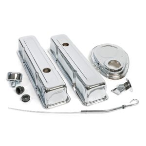 TRANS-DAPT PERFORMANCE PRODUCTS TIMING COVER ENGINE DRESS-UP KIT; TALL VALVE COVERS; 1958-1986 CHEVROLET 283-350- CHROME