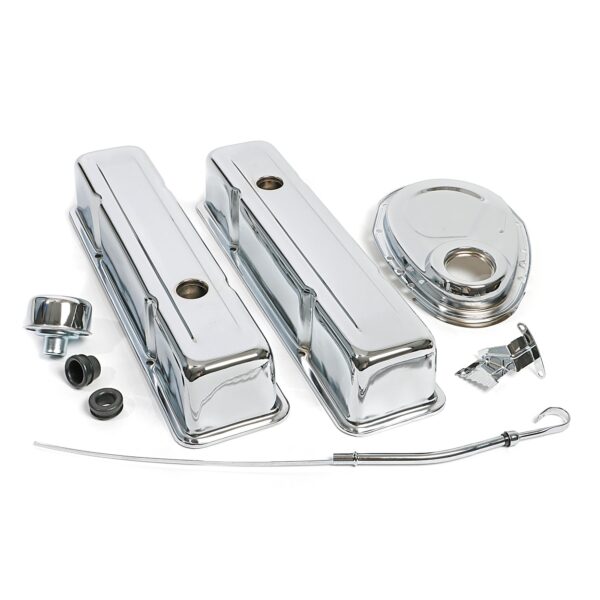 TRANS-DAPT PERFORMANCE PRODUCTS TIMING COVER ENGINE DRESS-UP KIT; TALL VALVE COVERS; 1958-1986 CHEVROLET 283-350- CHROME
