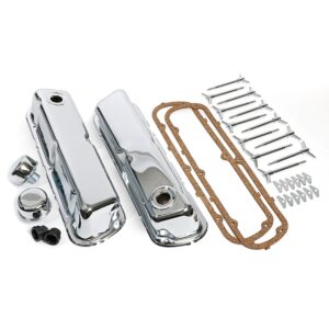 TRANS-DAPT PERFORMANCE PRODUCTS SB FORD ENGINE DRESS-UP KIT; SHORT VALVE COVERS; SB FORD- CHROME