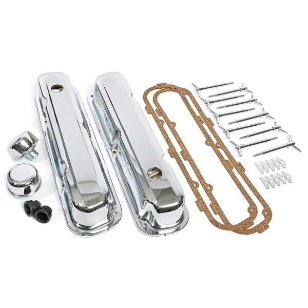 TRANS-DAPT PERFORMANCE PRODUCTS MOPAR ENGINE DRESS UP KIT; SHORT VALVE COVERS; SB CHRYSLER 318-340-360- CHROME
