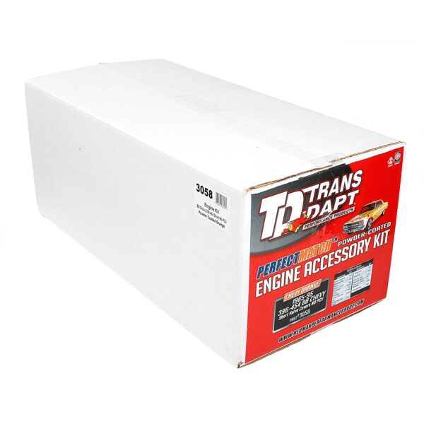 TRANS-DAPT PERFORMANCE PRODUCTS POWDER-COATED ENGINE KIT WITHOUT PCV; 1965-95 BB CHEVROLET 396-454 (MARK IV); SHORT VALVE COVERS- CHEVY ORANGE